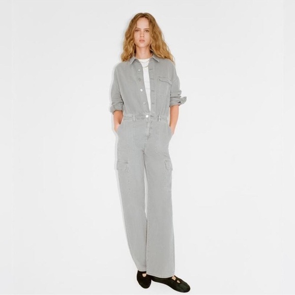 ZARA TRF WASHED EFFECT DENIM JUMPSUIT NWT - Picture 1 of 7